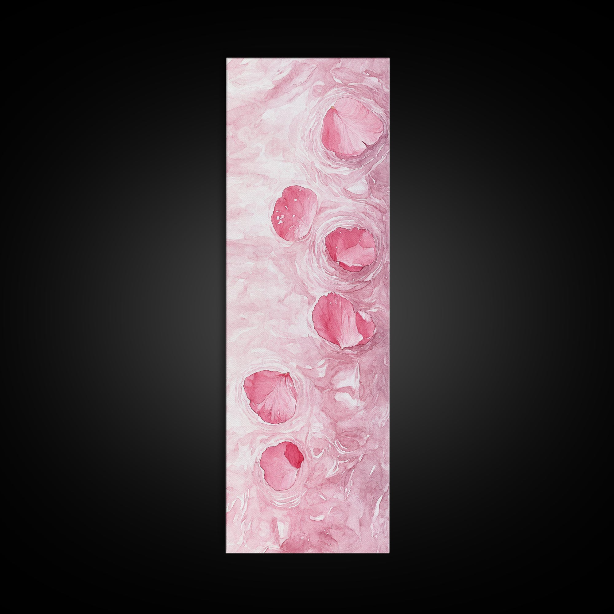 Floating Rose Petals in Water Canvas Print, Light Pink Wall Art, Botanical Nature Decor, Whimsical Aesthetic Bedroom or Living Room Art