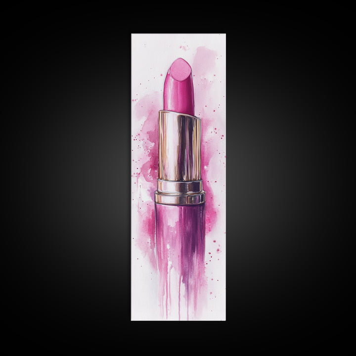 Bold Pink Lipstick Framed Canvas Print Feminine Modern Wall Art Beauty Decor Moody Pink Abstract Painting Bedroom Art Gift Idea