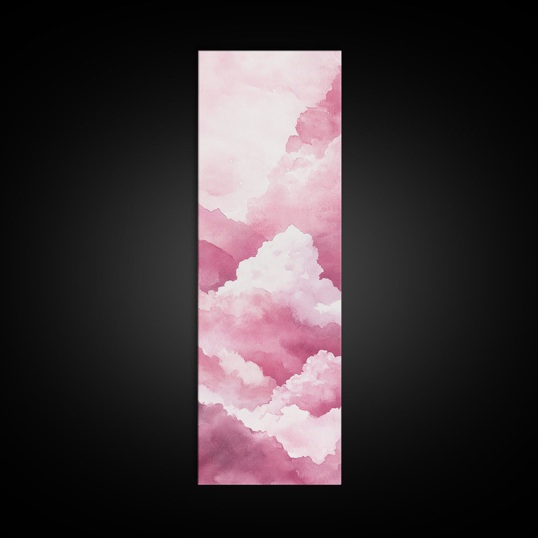 Dreamy Pink Clouds Canvas Print Light Pink Wall Art Vertical Living Room Art Minimalist Decor Bedroom Above Bed Wabi Sabi Art