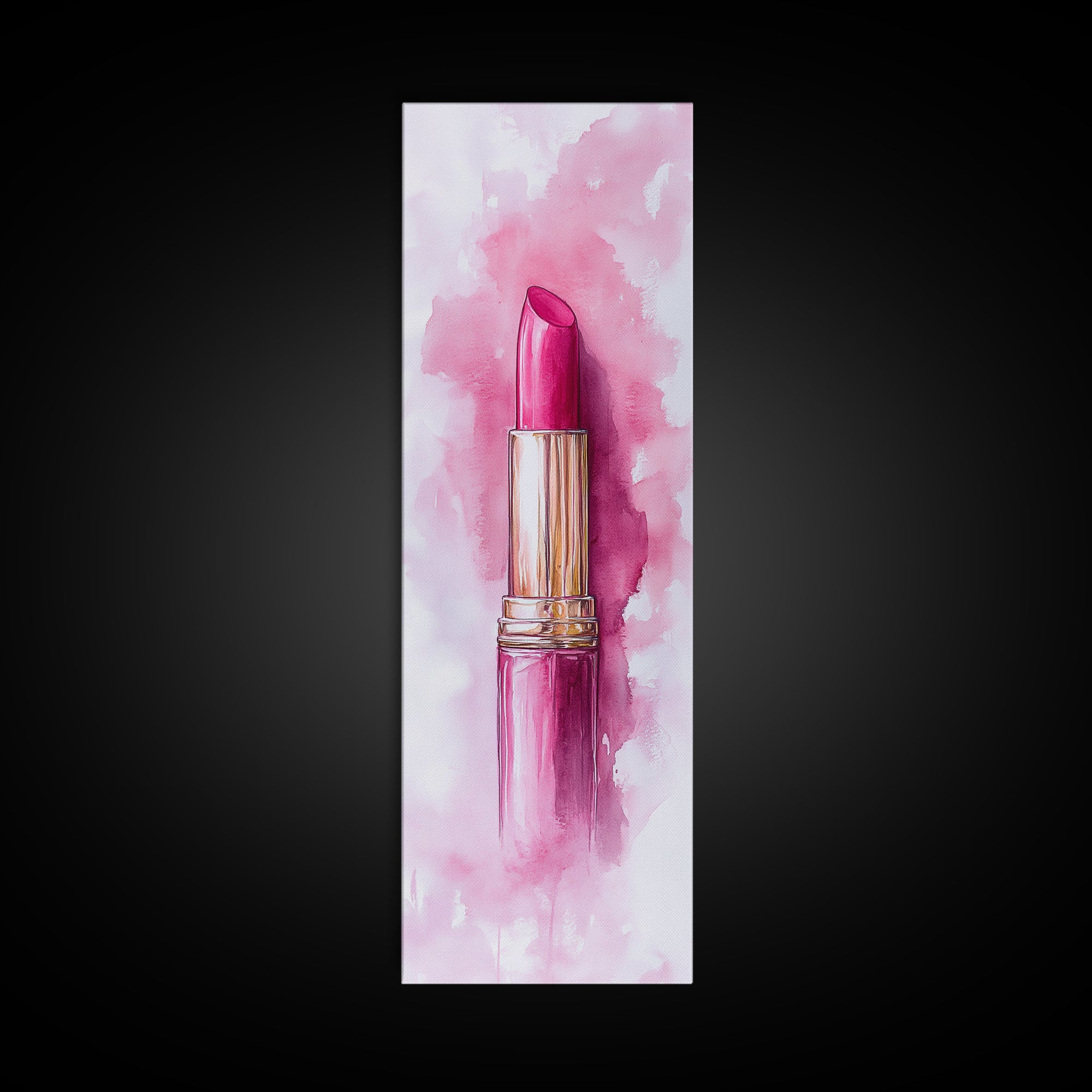 Classic Pink Lipstick Canvas Print Feminine Wall Art Makeup Lover Gift Light Pink Rustic Decor Vertical Artwork Girly Aesthetic
