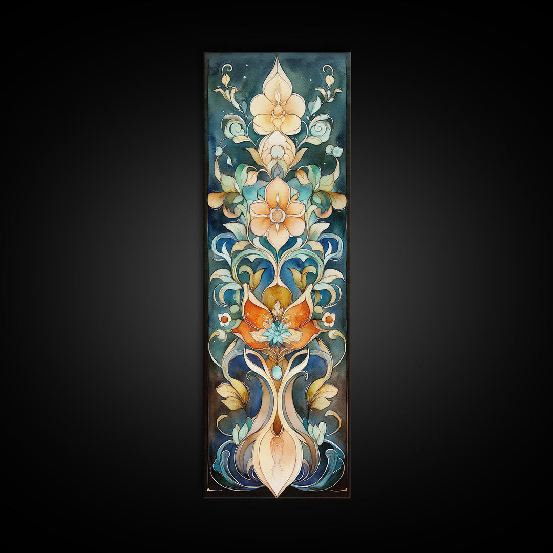 Canvas Print Moroccan Wall Art Botanical Prints Chinoiserie Wall Art Floral Rustic Decor Tall Narrow Wall Art Bedroom Art Christmas Gift