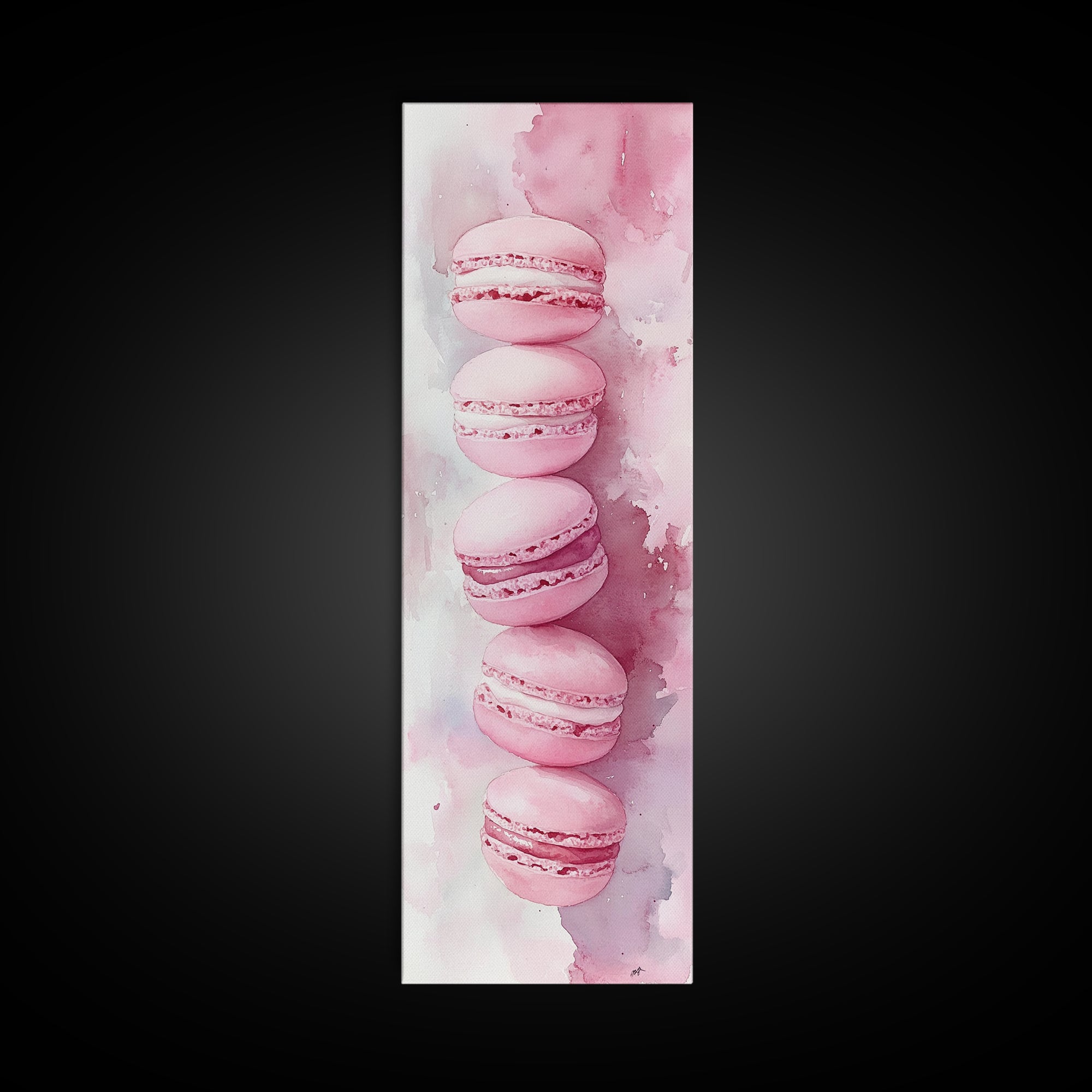 French Macaron Illustration Framed Canvas Print Pastel Kitchen Wall Art Food Art Rustic Decor Gift Idea Kitchen Home Accent Art