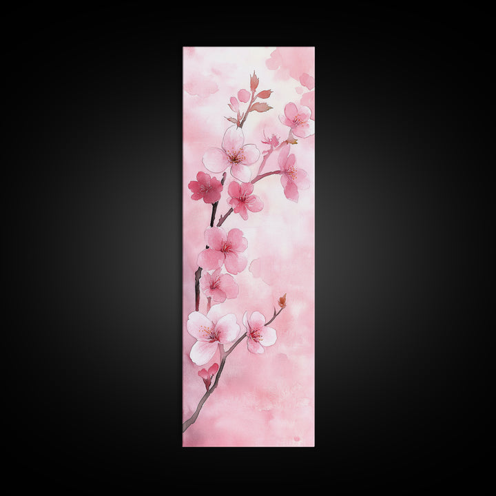Delicate Cherry Blossom Framed Canvas Print Featuring Japanese-Inspired Botanical Prints for Bedroom or Living Room Wall Art
