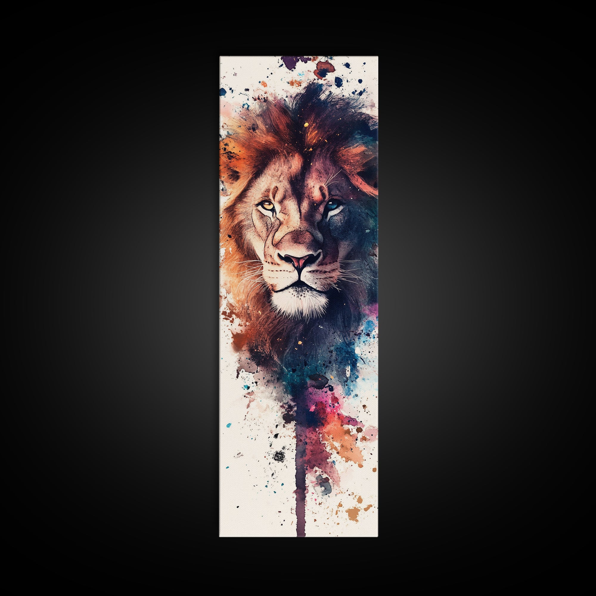 Canvas Print Lion Wall Art African Art Whimsical Style Long Narrow Wall Art Guest Room Decor Safari Animal Painting Christmas Gift
