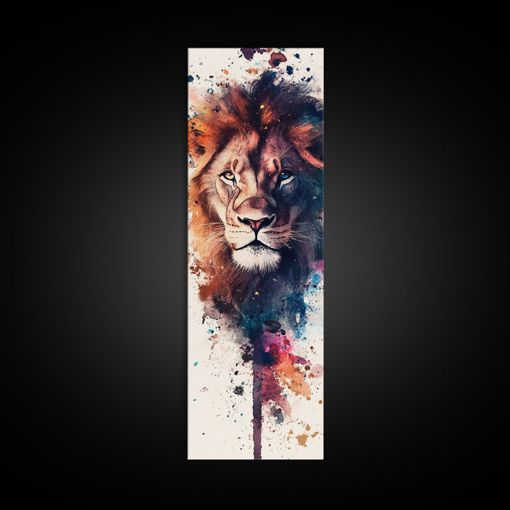Canvas Print Lion Wall Art African Art Whimsical Style Long Narrow Wall Art Guest Room Decor Safari Animal Painting Christmas Gift