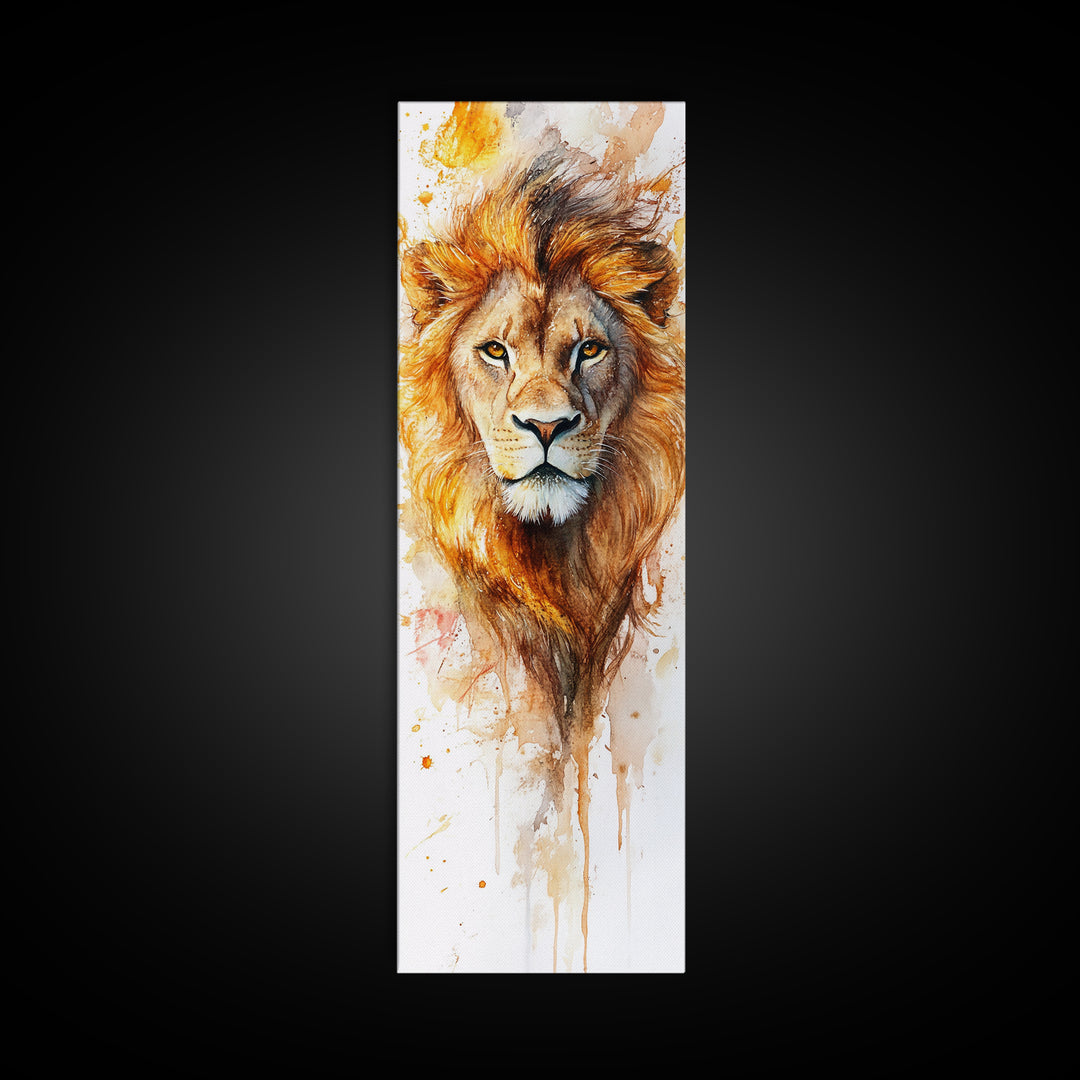 Majestic Lion Portrait Framed Canvas Print Featuring Bold African Art Style, Perfect for Rustic or Wildlife-Inspired Interiors