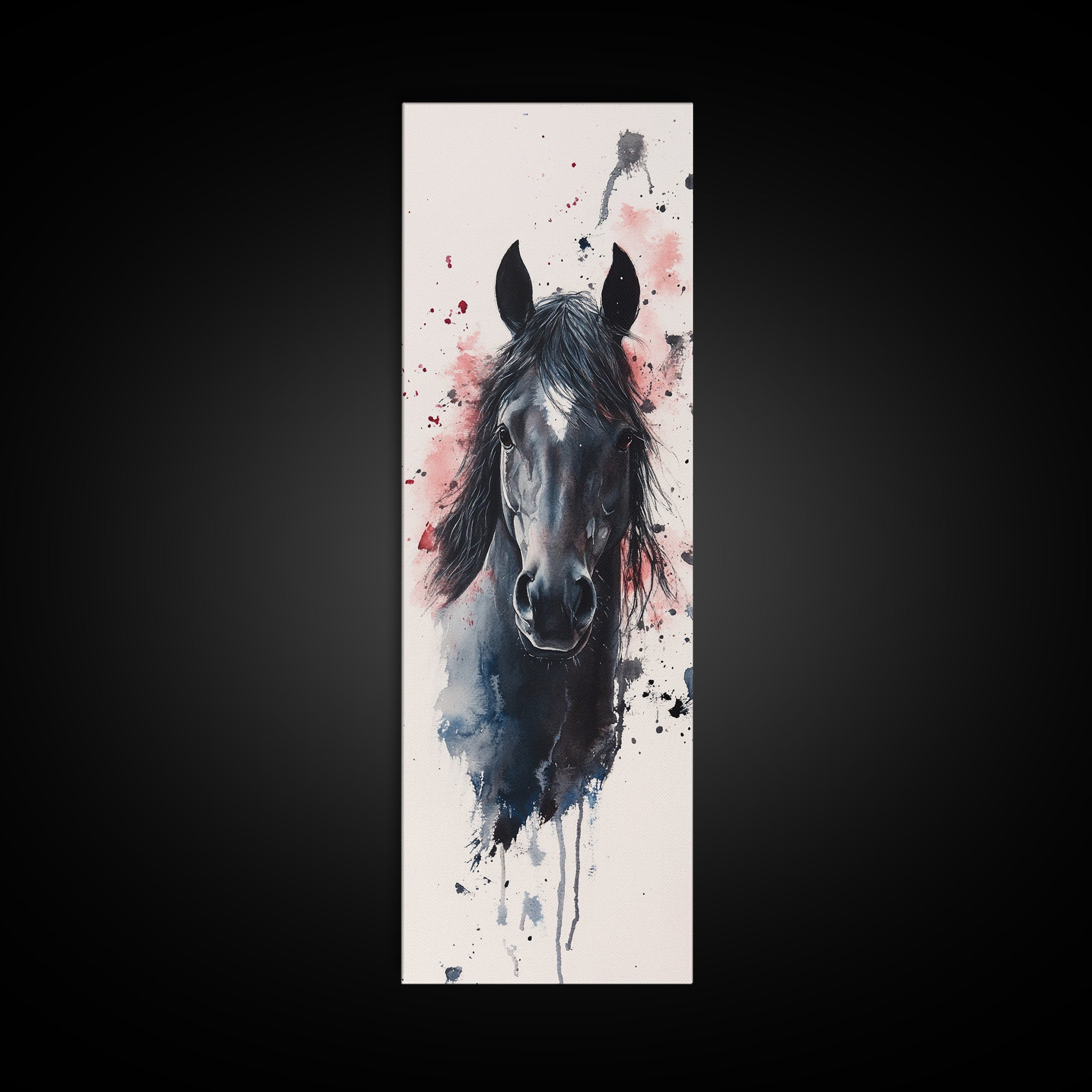 Black Horse Portrait Canvas Print Rustic Farmhouse Art Horse Wall Art Tall Skinny Art Vertical Rustic Living Room Wall Decor
