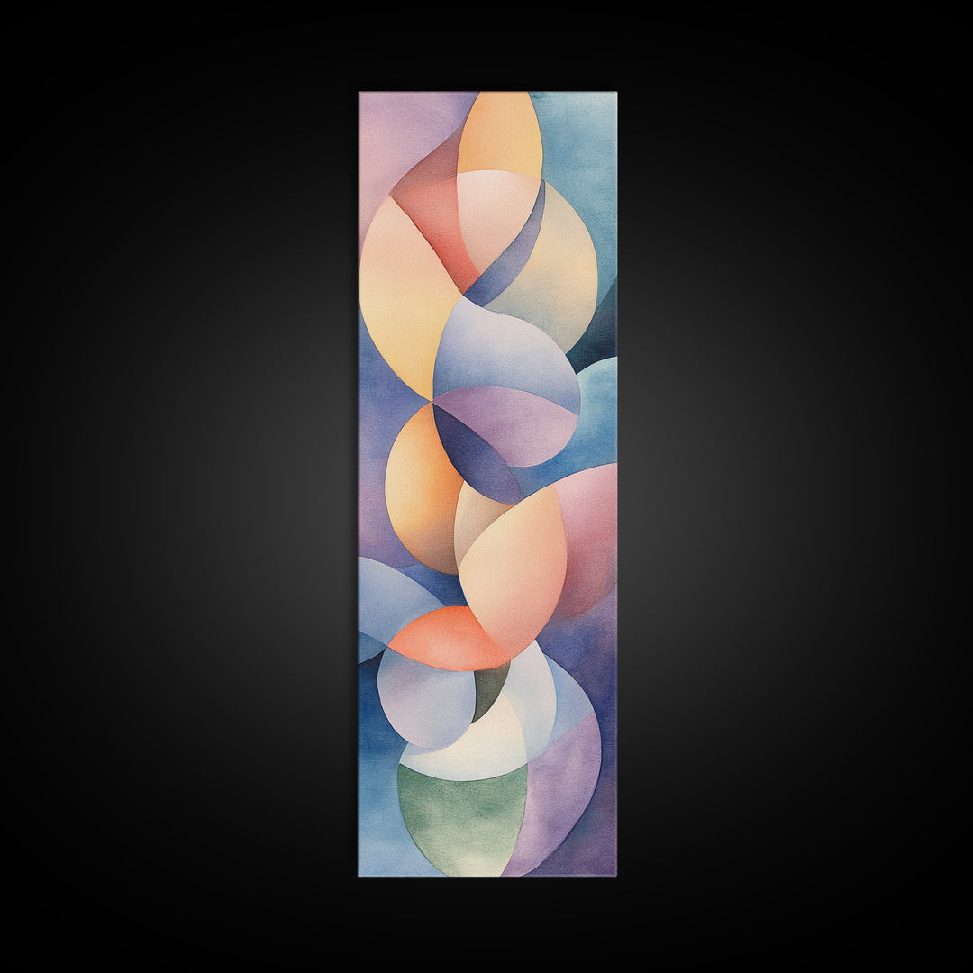 Bright Abstract Swirls Framed Canvas Print Colorful Geometric Wall Art Minimalist Boho Art Vertical Home Accent Gift Idea