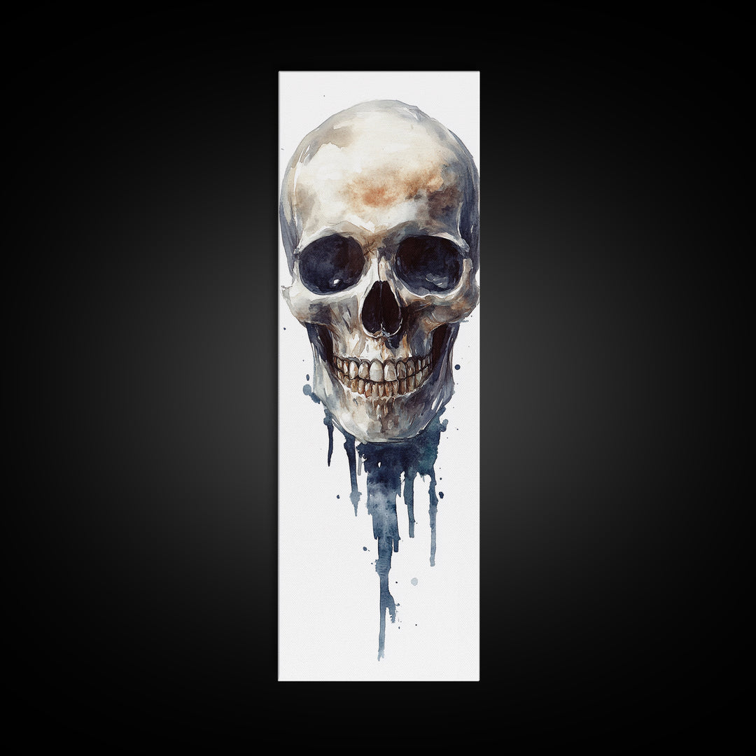 Framed Canvas Print Skull Art for Gothic Decor, Moody Halloween Wall Art, Original Skull Artwork, Living Room Art, Gift Idea for Him