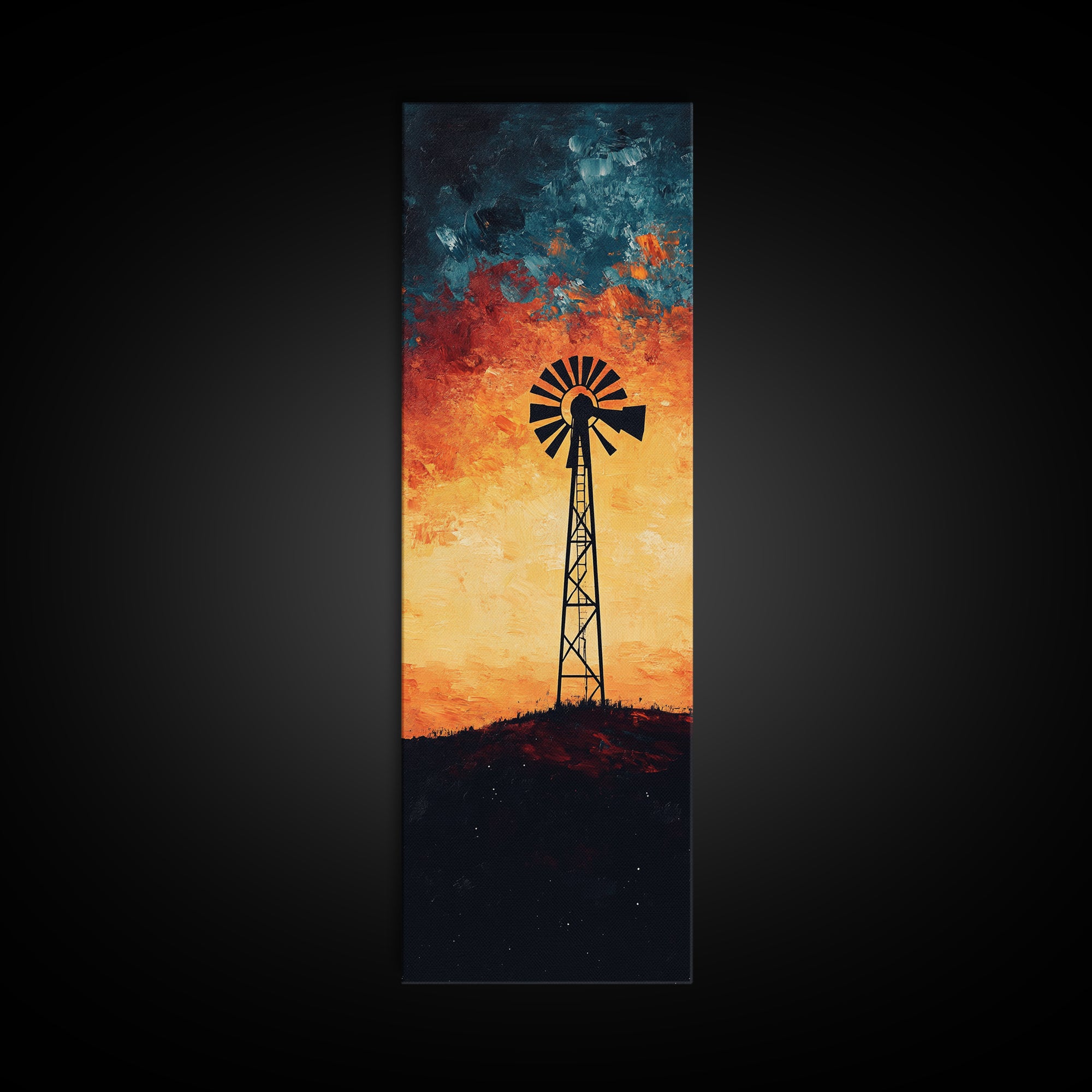 Windmill Canvas Print Southwest Wall Art, Moody Desert Sunset Artwork, Rustic Decor, Joshua Tree Inspired, Gift Idea for Her