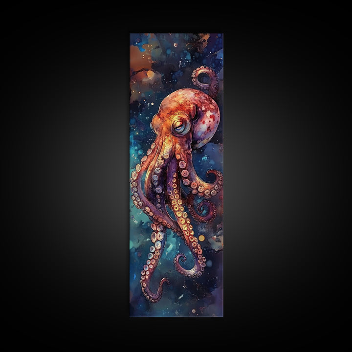 Mesmerizing Octopus Art Framed Canvas Print Vibrant Underwater Decor Nautical Wall Art Whimsical Sea Creature Marine Life Artwork