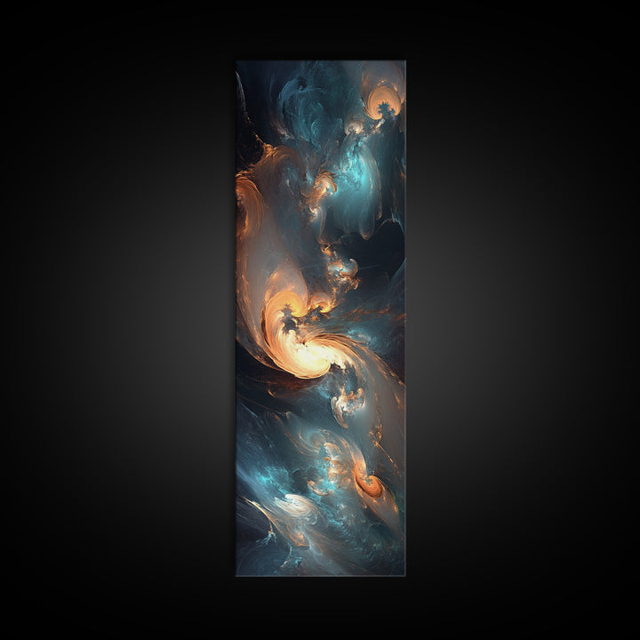 Radiant Sky Abstract Blue Wall Art Framed Canvas Print Coastal Decor Moody Wall Art Extra Wide Art Horizontal Panoramic