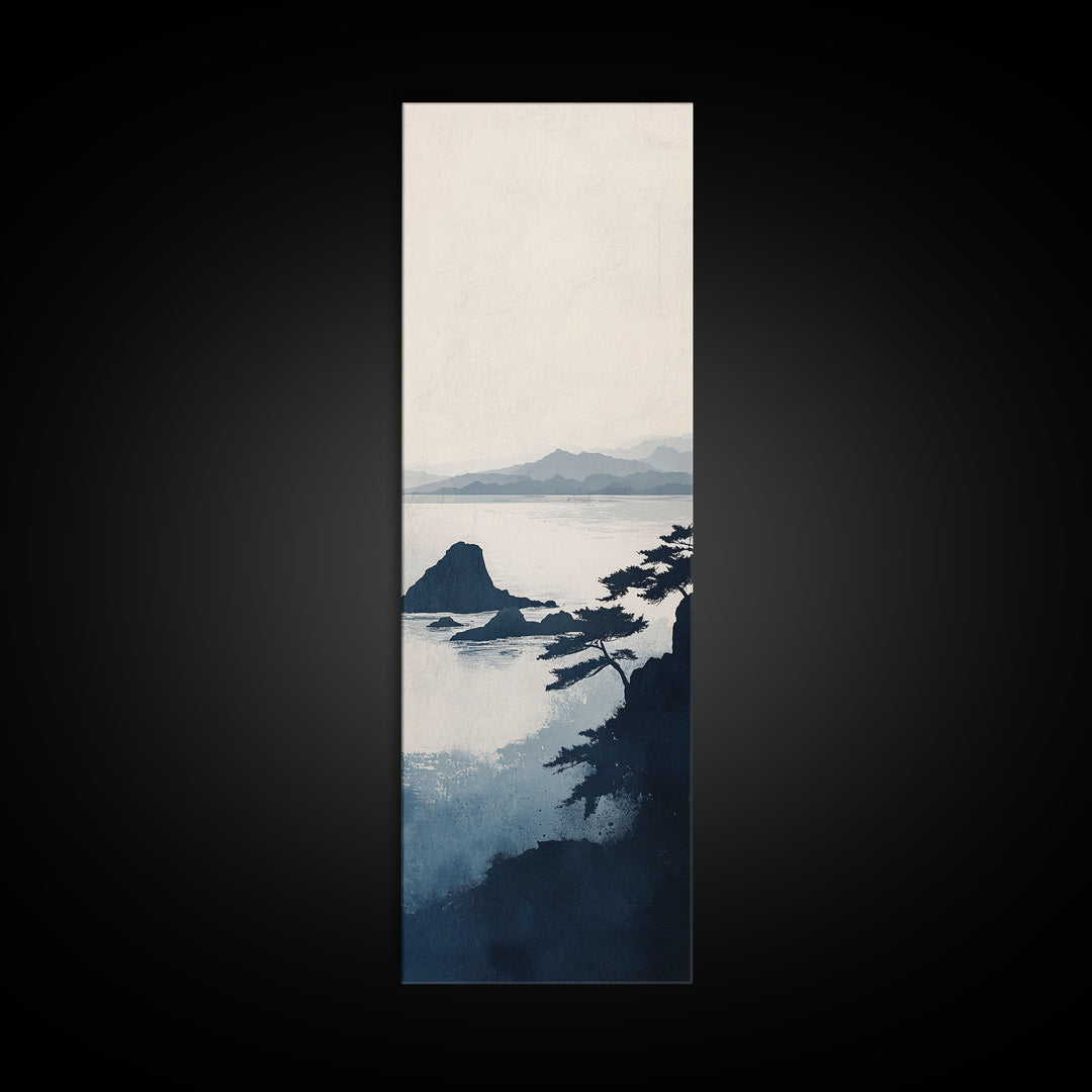 Ocean Cliff Horizon Canvas Print Nautical Wall Art Minimalist Decor Seascape Art Bedroom or Living Room Rustic Coastal Piece