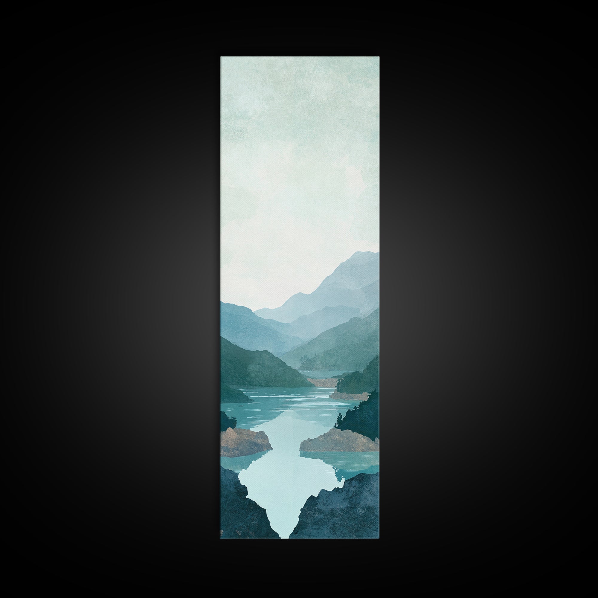 Misty River Landscape Canvas Print Smoky Mountain Art Coastal Wall Art Bedroom or Living Room Rustic Decor Panoramic Wall Piece