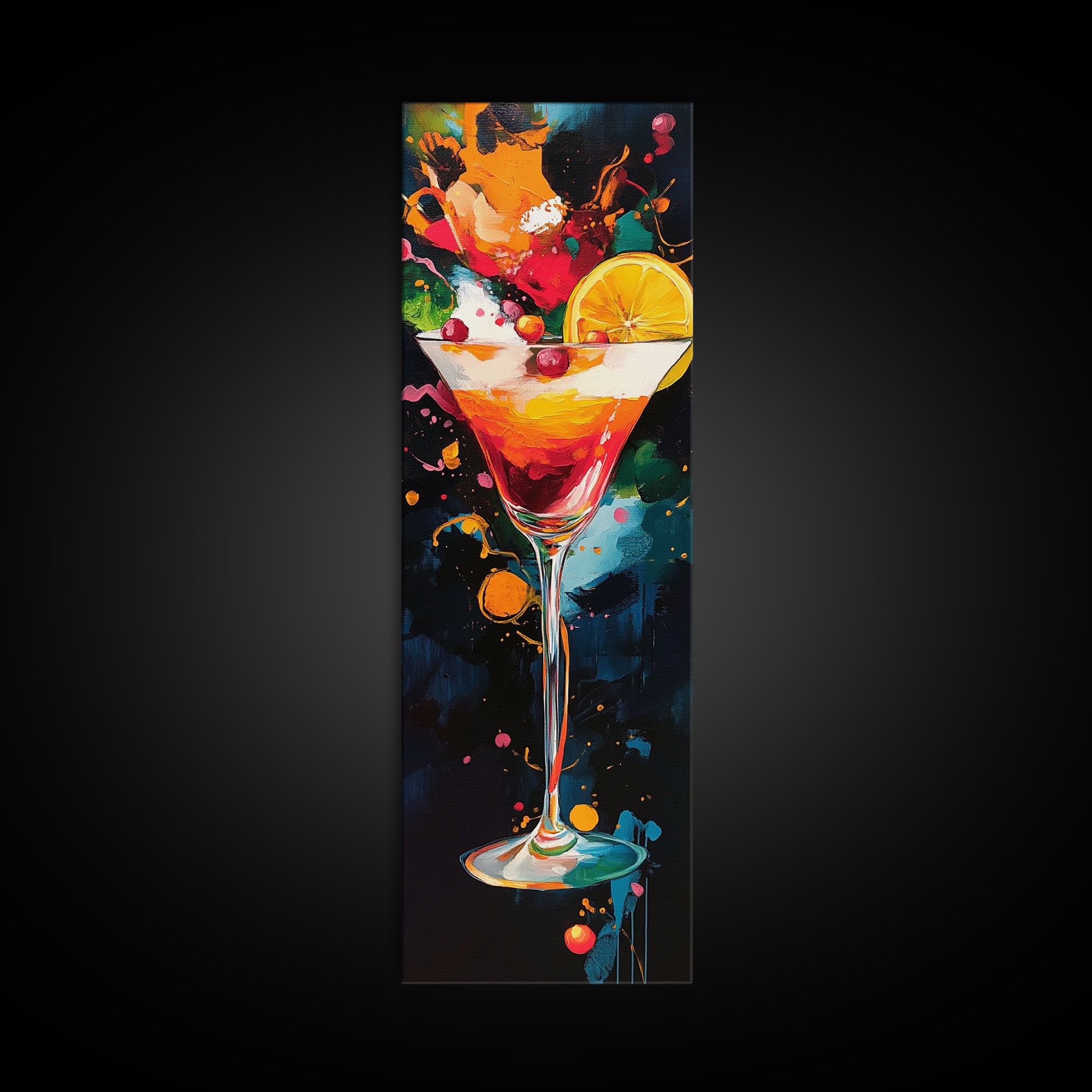 Abstract Martini Art Framed Canvas Print | Espresso Martini Wall Art | Cocktail Art | Kitchen Decor | Whimsical Art | Vertical Wall Art