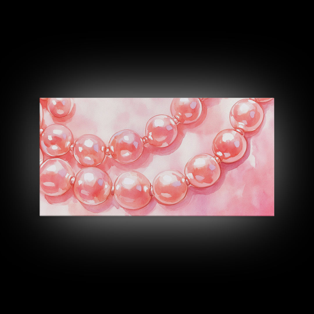 Blush Pearl Art Canvas Print Featuring Pearl Painting and Light Pink Wall Art Minimalist Art Gift Idea Guest Room Rustic Wall Decor