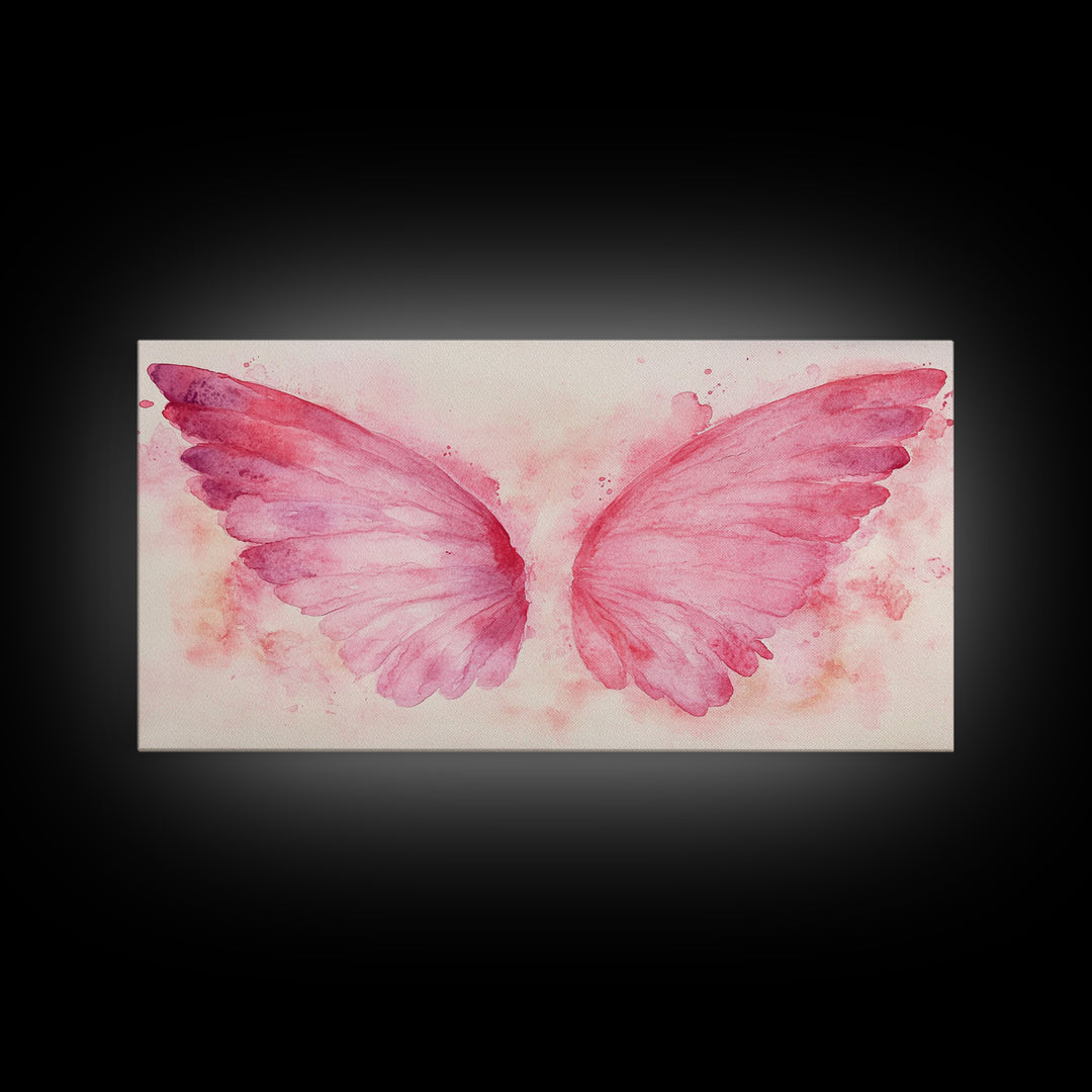 Angel Wings Canvas Print Whimsical Art Light Pink Wall Art Angel Art Prints Bedroom Decor Above Bed Wall Art Gift Idea