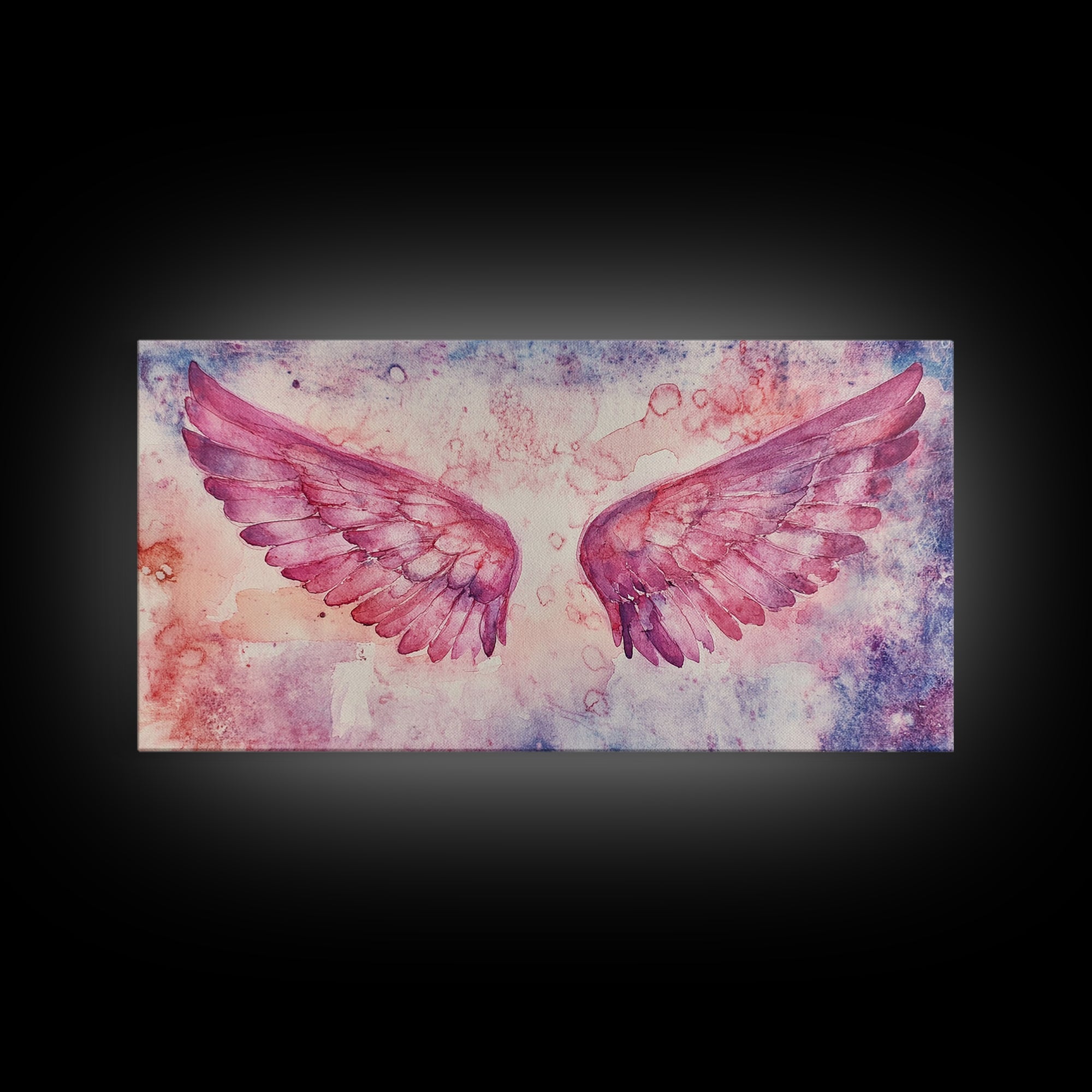 Angel Wings Canvas Print Dark Angels Wall Art Pink Abstract Art Light Pink Wall Art Moody Artwork Whimsical Art Bedroom Decor