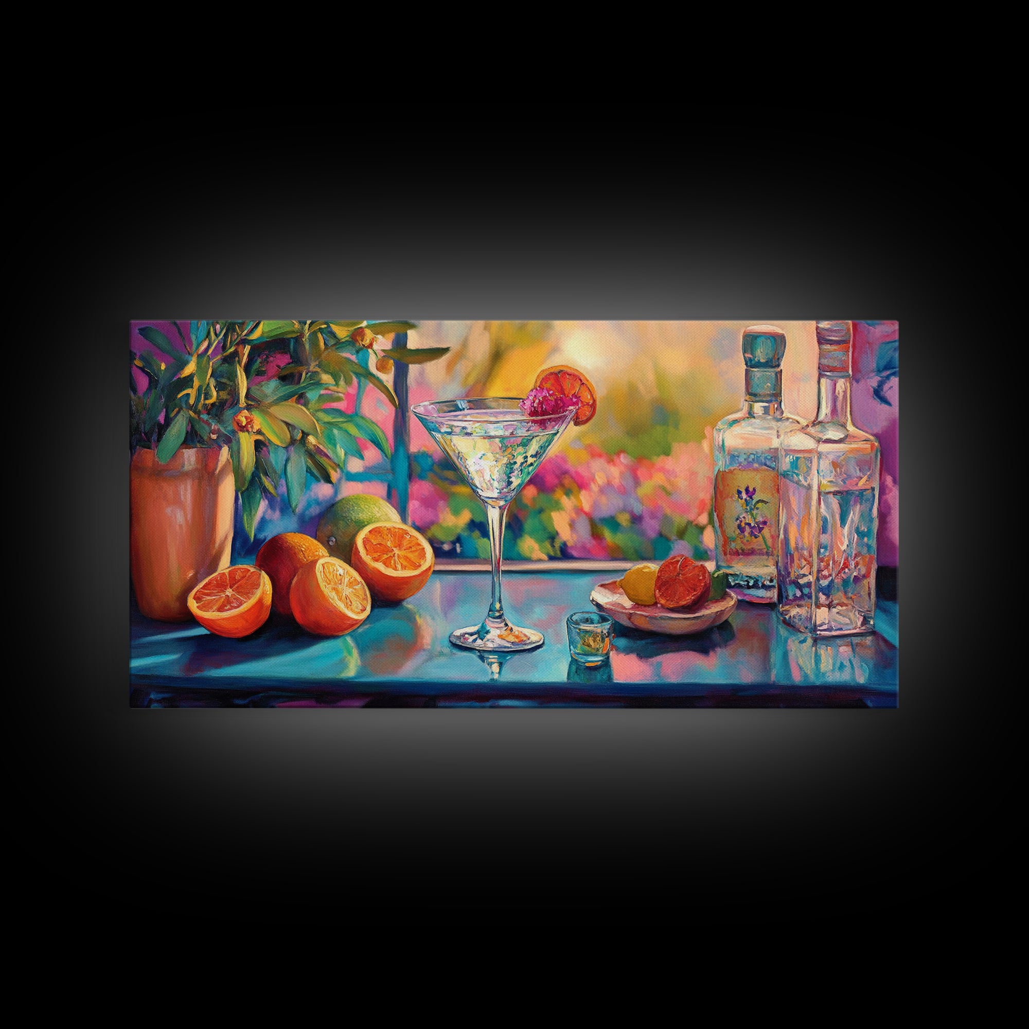 Citrus Cocktail Canvas Print Bright Bar Wall Art Vibrant Foodie Home Decor Kitchen Gift Idea Tropical Drinks Modern Party Art Unique