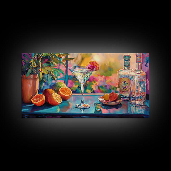 Citrus Cocktail Canvas Print Bright Bar Wall Art Vibrant Foodie Home Decor Kitchen Gift Idea Tropical Drinks Modern Party Art Unique