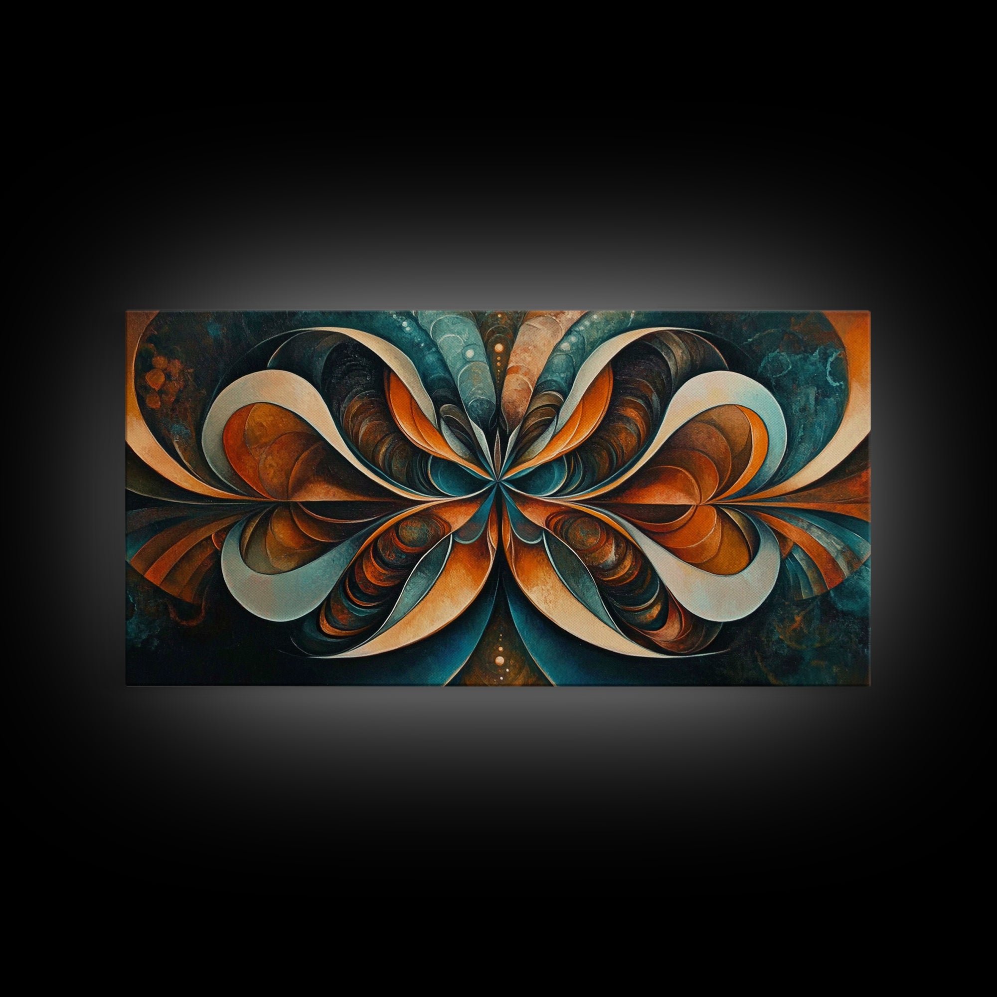 Butterfly Abstract Framed Canvas Print, Geometric Wall Art Moody Modern Decor, Sacred Geometry Artwork Idea Horizontal Living Room Design