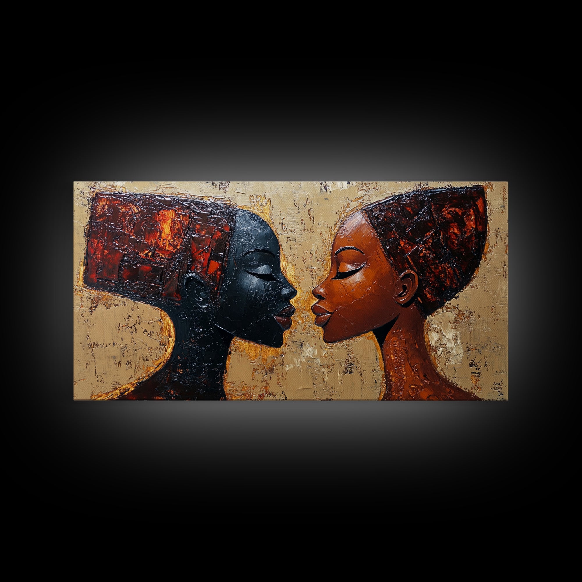 Bold African Women Framed Canvas Print, Afrocentric Art Wall Decor, Moody Bedroom Art, Unique Living Room Art Gift Idea