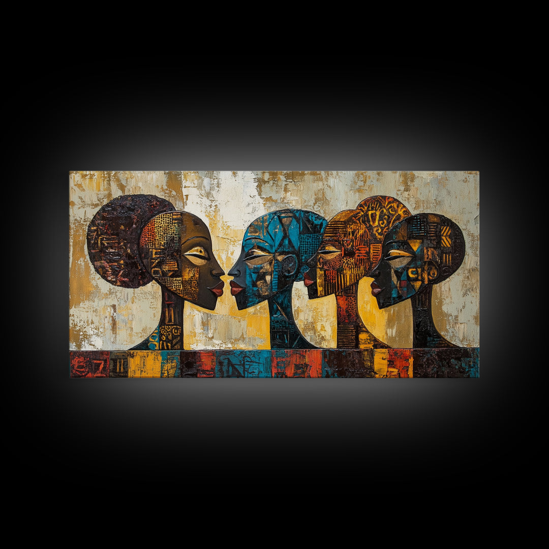 Afrocentric Geometric Art Framed Canvas Print, African Wall Decor, Bold Living Room Art, Unique Therapy Gift Idea Him Her