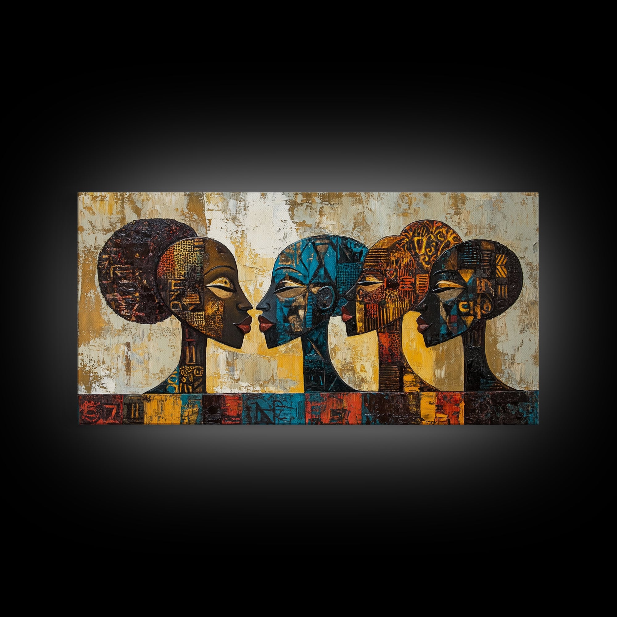 Afrocentric Geometric Art Framed Canvas Print, African Wall Decor, Bold Living Room Art, Unique Therapy Gift Idea Him Her