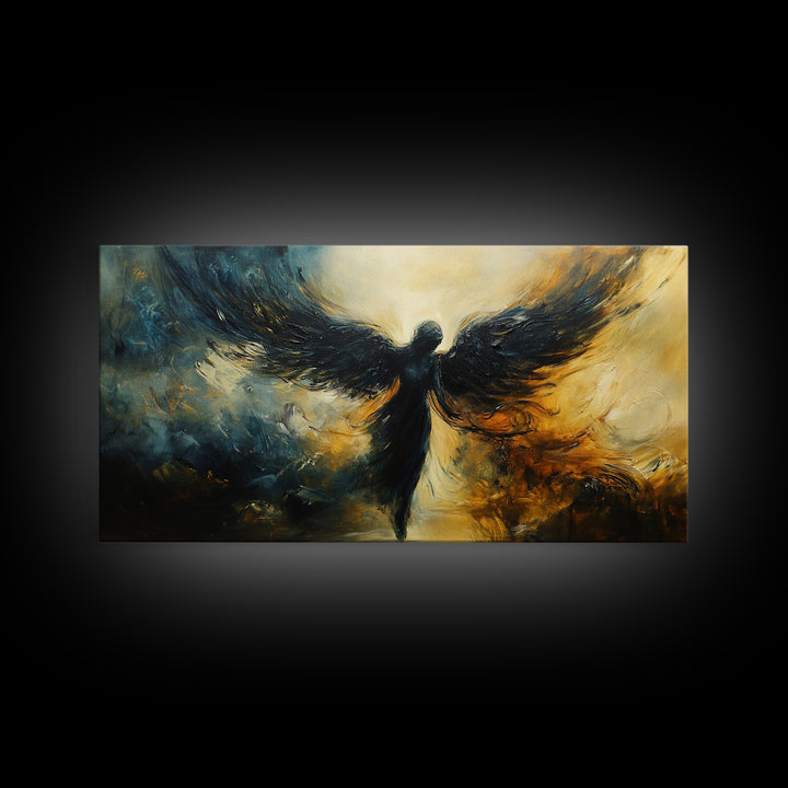 Dark Angel Framed Canvas Print with Moody Art and Dark Angels Wall Art Perfect Gothic Bedroom or Living Room Statement Piece
