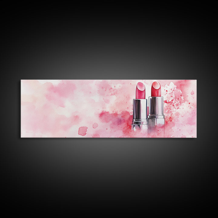 Pink Lipstick Art Canvas Print, Light Pink Wall Art, Feminine Abstract Painting, Modern Home Decor Piece for Bedroom or Bathroom