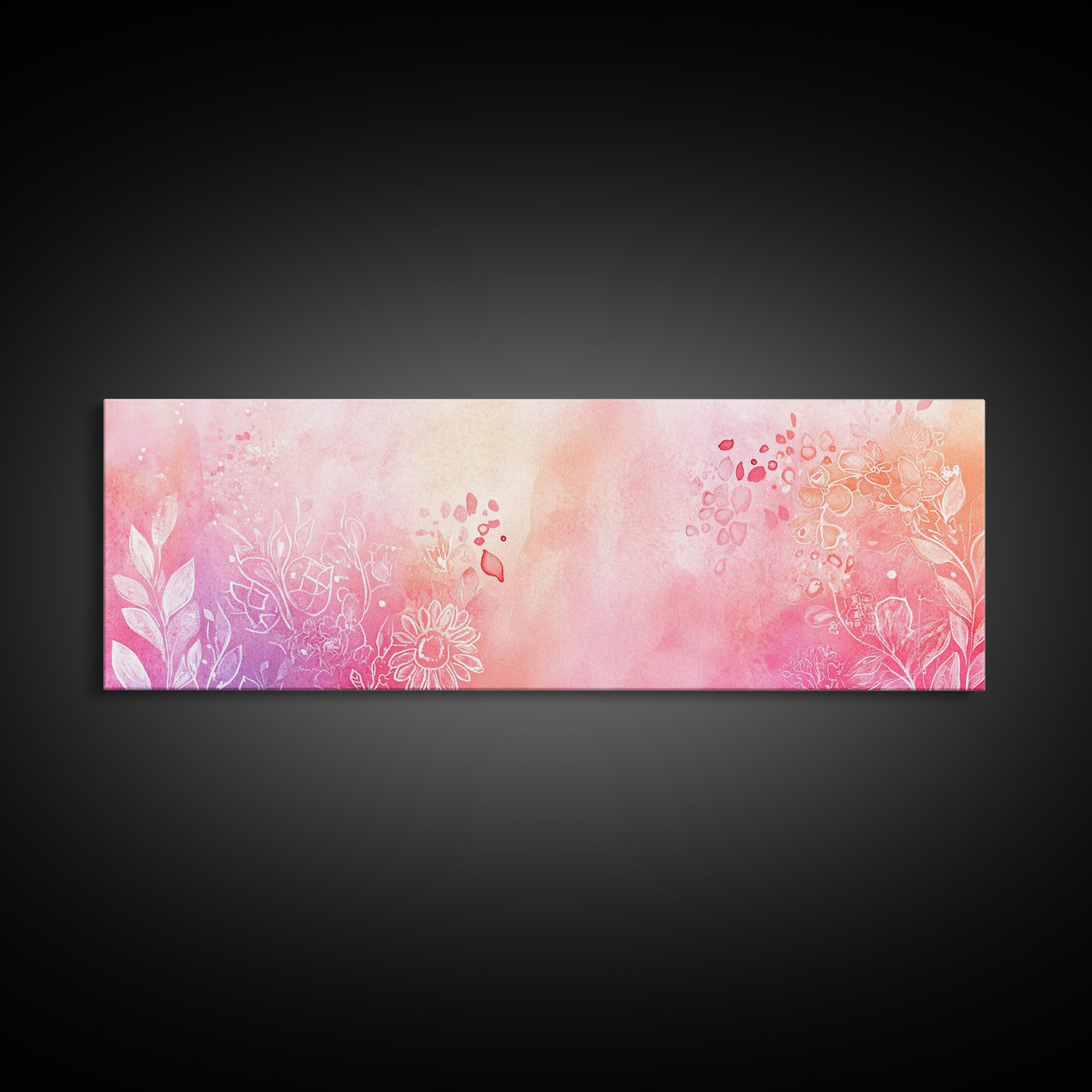 Botanical Prints Canvas Print Featuring Pink Abstract Floral Artwork, Living Room Wall Art in Pastel Hues, Light Pink Decor