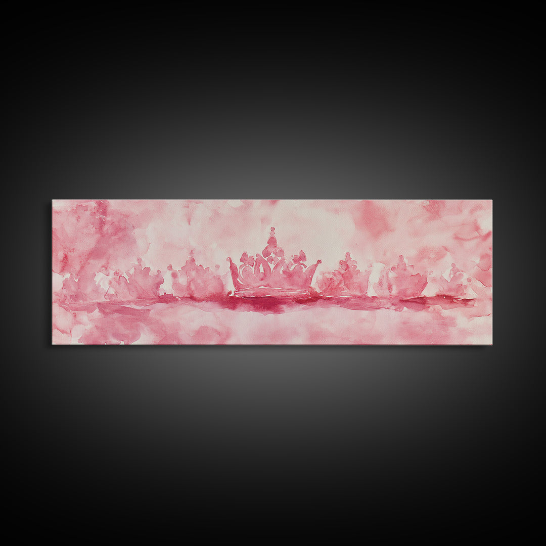 Pink Crown Canvas Print Minimalist Art Abstract Pink Wall Art Light Pink Bedroom Decor Princess Aesthetic Whimsical Art Wall Art