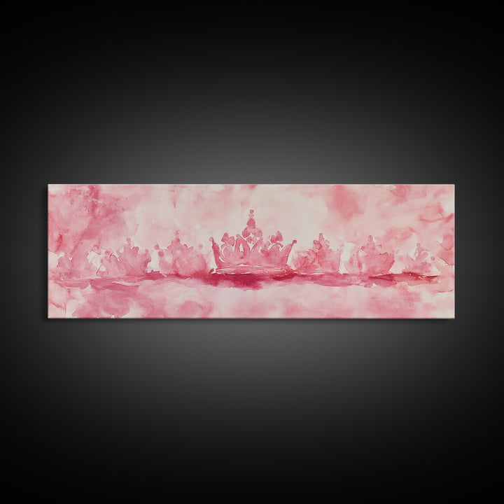 Pink Crown Canvas Print Minimalist Art Abstract Pink Wall Art Light Pink Bedroom Decor Princess Aesthetic Whimsical Art Wall Art