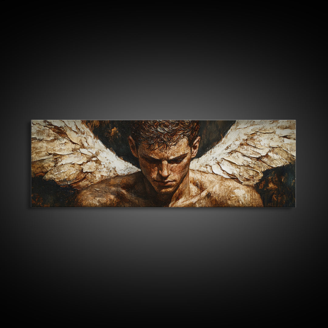 Brooding Angel Canvas Print Dark Romance Painting Moody Art Gothic Wall Art Bedroom Serenity Modern Rustic Living Room Decor