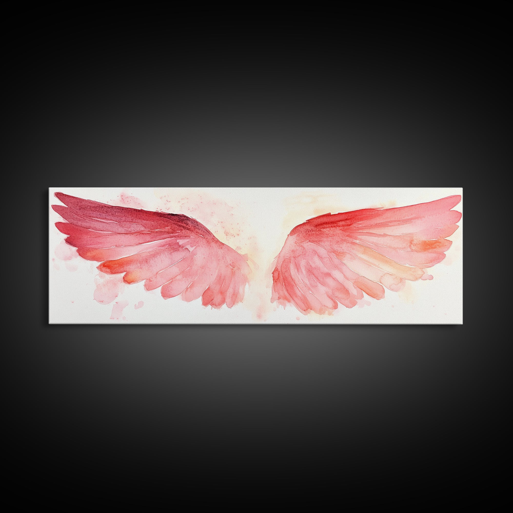 Angel Wings Canvas Print, Pink Abstract Art with Light Tones, Whimsical Zen Wall Art for Bedroom, Gift Idea for Spirituality Lovers