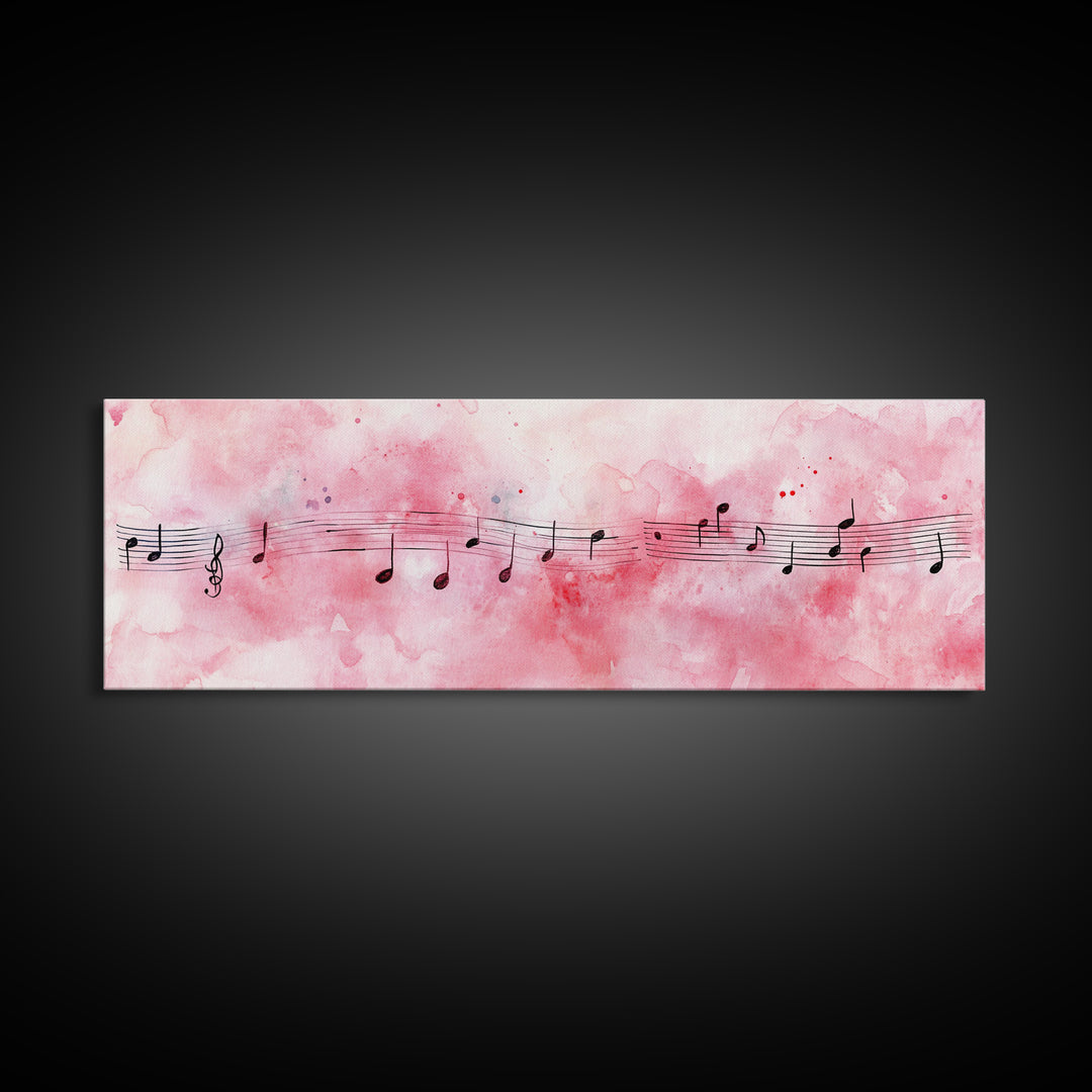 Musical Notes Canvas Print Artistic Sheet Music Wall Art Light Pink Abstract Artwork Rustic Wabi Sabi Art Living Room Decor Gift