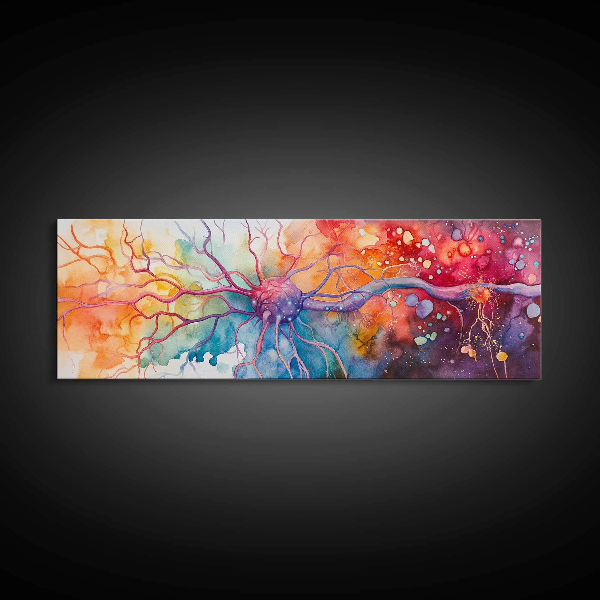 Neurons Framed Canvas Print Science Art Abstract Brain Art Whimsical Modern Wall Decor Perfect for Study Therapy Office Living Room