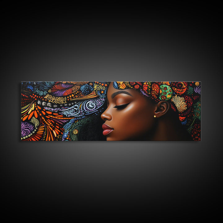 Afrocentric Framed Canvas Print Vibrant Tribal Art Decor Living Room Art Original Painting Gift Idea Bedroom Wall Art