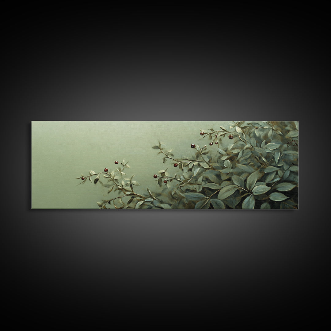 Nature-Inspired Sage Green Framed Canvas Print – Sage Green Wall Art, Botanical Prints, Minimalist Art, Bedroom Art, Wabi Sabi Art