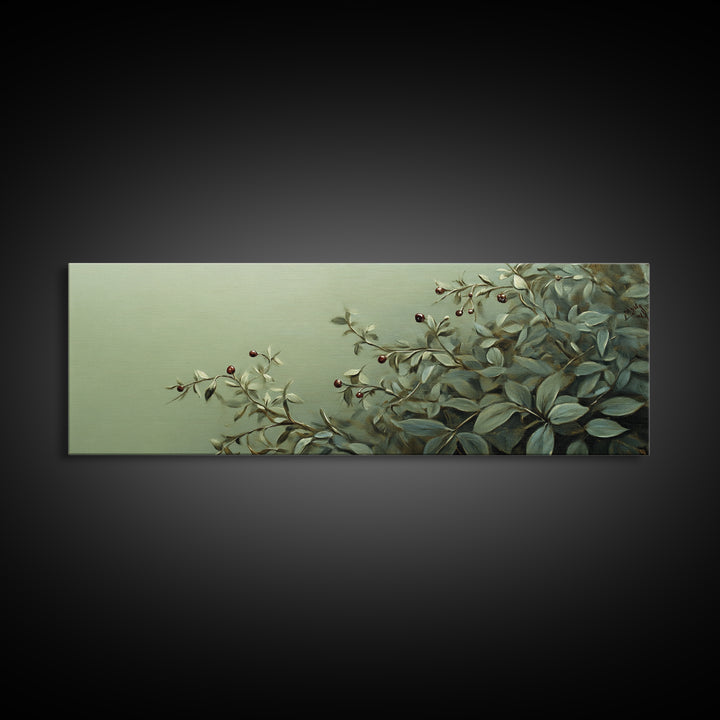 Nature-Inspired Sage Green Framed Canvas Print – Sage Green Wall Art, Botanical Prints, Minimalist Art, Bedroom Art, Wabi Sabi Art