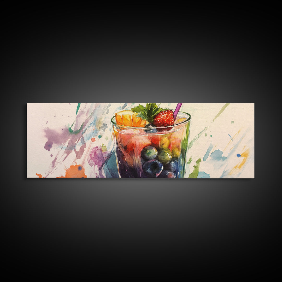 Canvas Print Vibrant Martini Wall Art Fruit of the Spirit Kitchen Art Horizontal Modern Decor Gift Idea Panoramic Painting