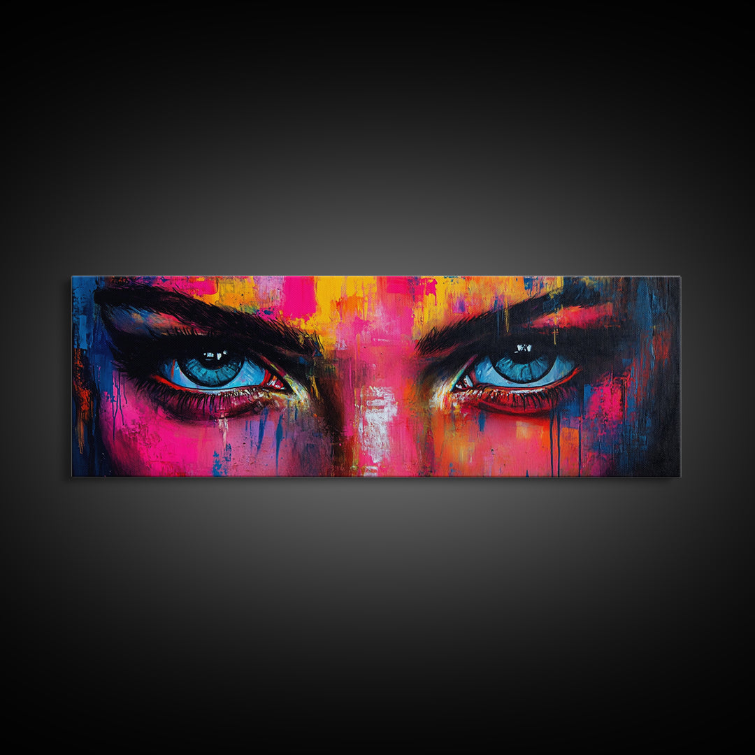 Vibrant Eyes Abstract Canvas Print, Modern Whimsical Wall Art, Colorful Art Gift Idea Bedroom Boho Artistic Expression Decor