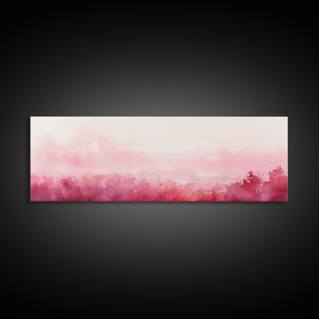 Light Pink Canvas Print Abstract Landscape Painting Horizontal Pastel Minimalist Boho Living Room Art Wabi Sabi Modern Wall Decor