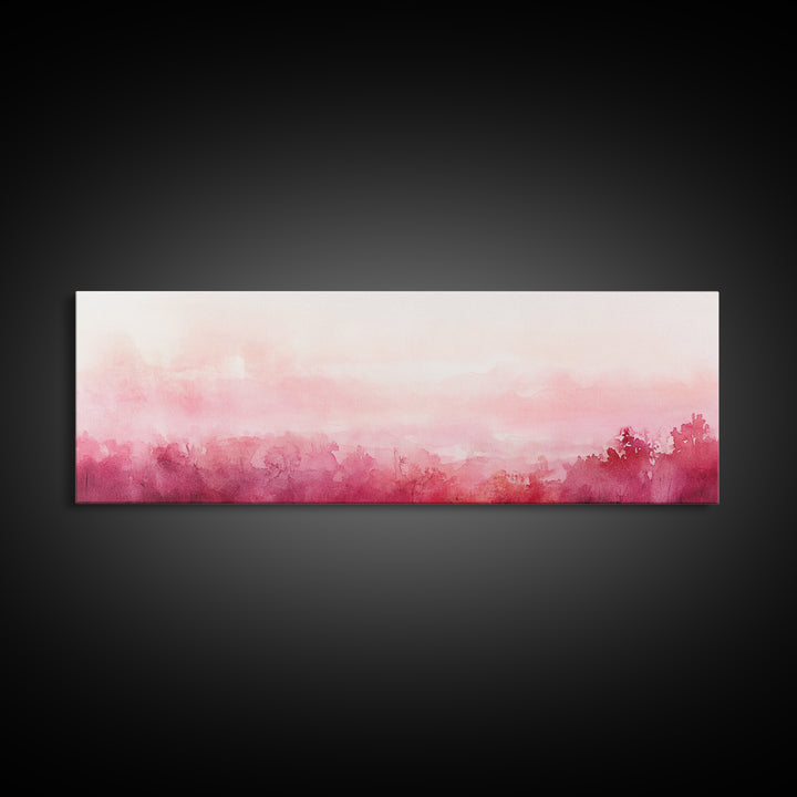 Light Pink Canvas Print Abstract Landscape Painting Horizontal Pastel Minimalist Boho Living Room Art Wabi Sabi Modern Wall Decor
