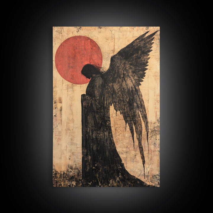 Dark Angel Silhouette Canvas Print Gothic Angel Art Prints Moody Abstract Artwork Dark Romance Wall Art Unique Gift Idea