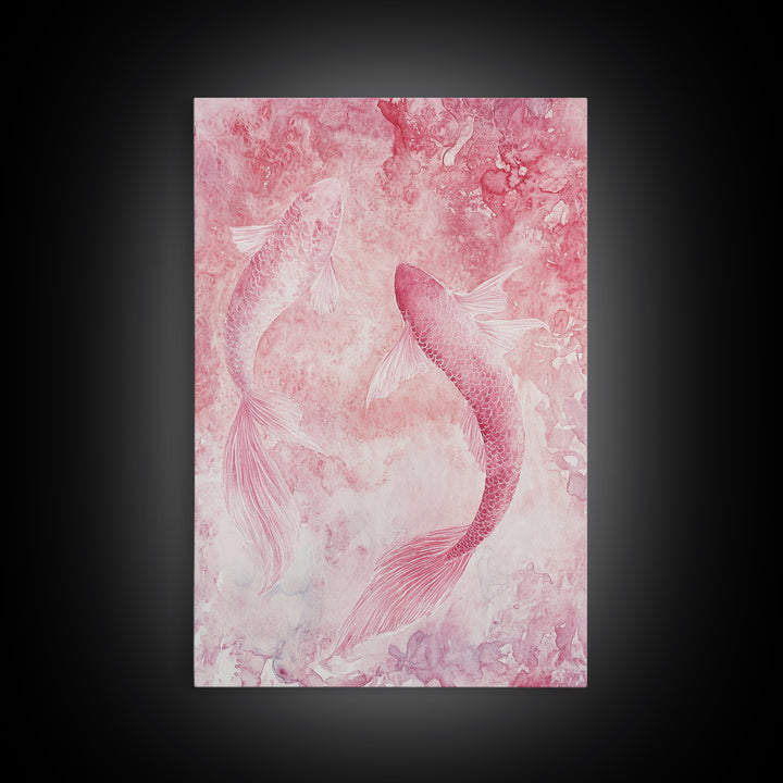 Canvas Print Koi Fish Painting Pink Abstract Art Zen Wall Art Minimalist Artwork Living Room Decor Gift Idea Bedroom Wall Art