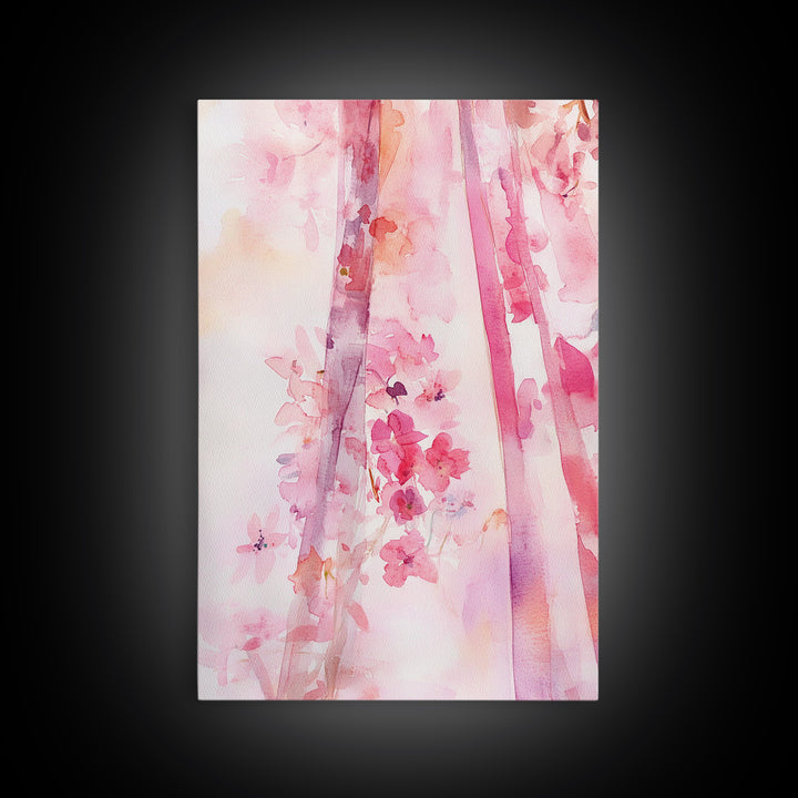 Pink Petals Canvas Print Abstract Floral Art Light Pink Dorm Wall Art Whimsical Art Minimalist Rustic Farmhouse Bedroom Decor Gift