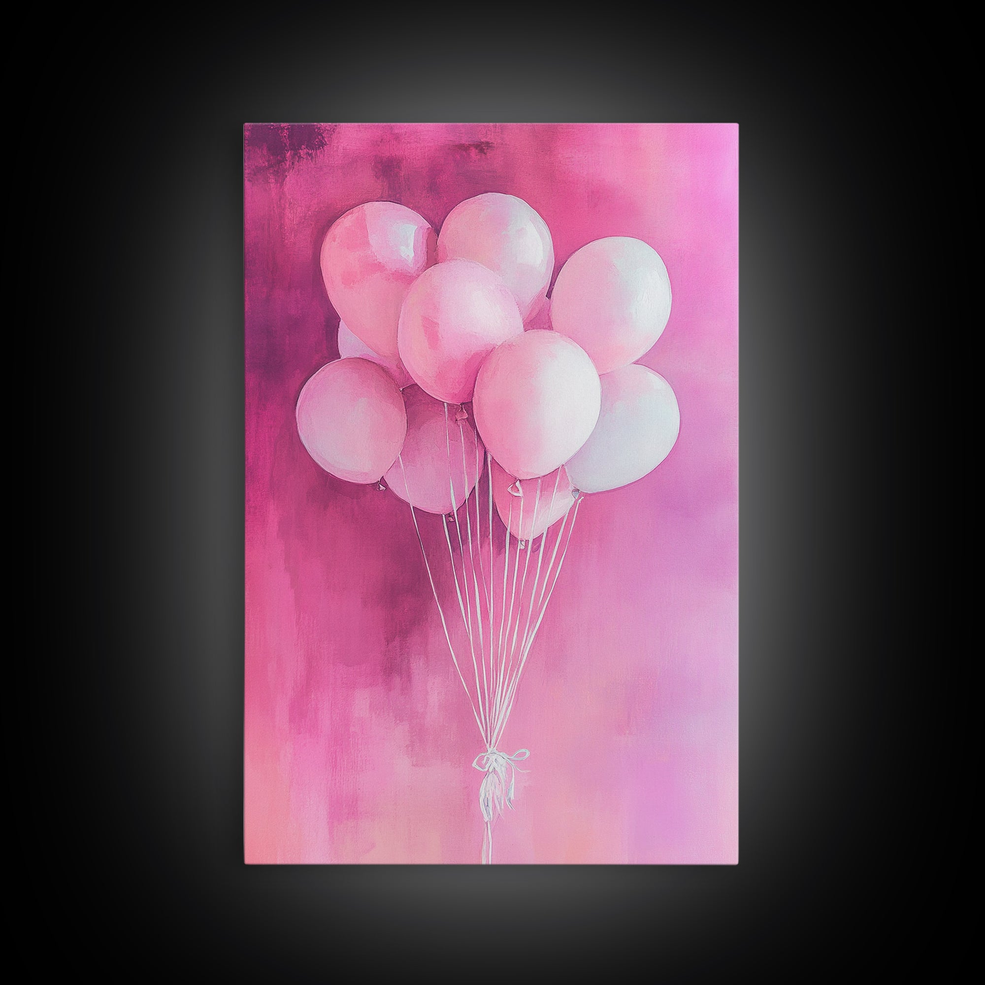 Pink Balloons Canvas Print, Whimsical Art, Pink Abstract Art, Party Wall Art, Light Pink Wall Art, Living Room Art, Artistic Decor, Gift Idea