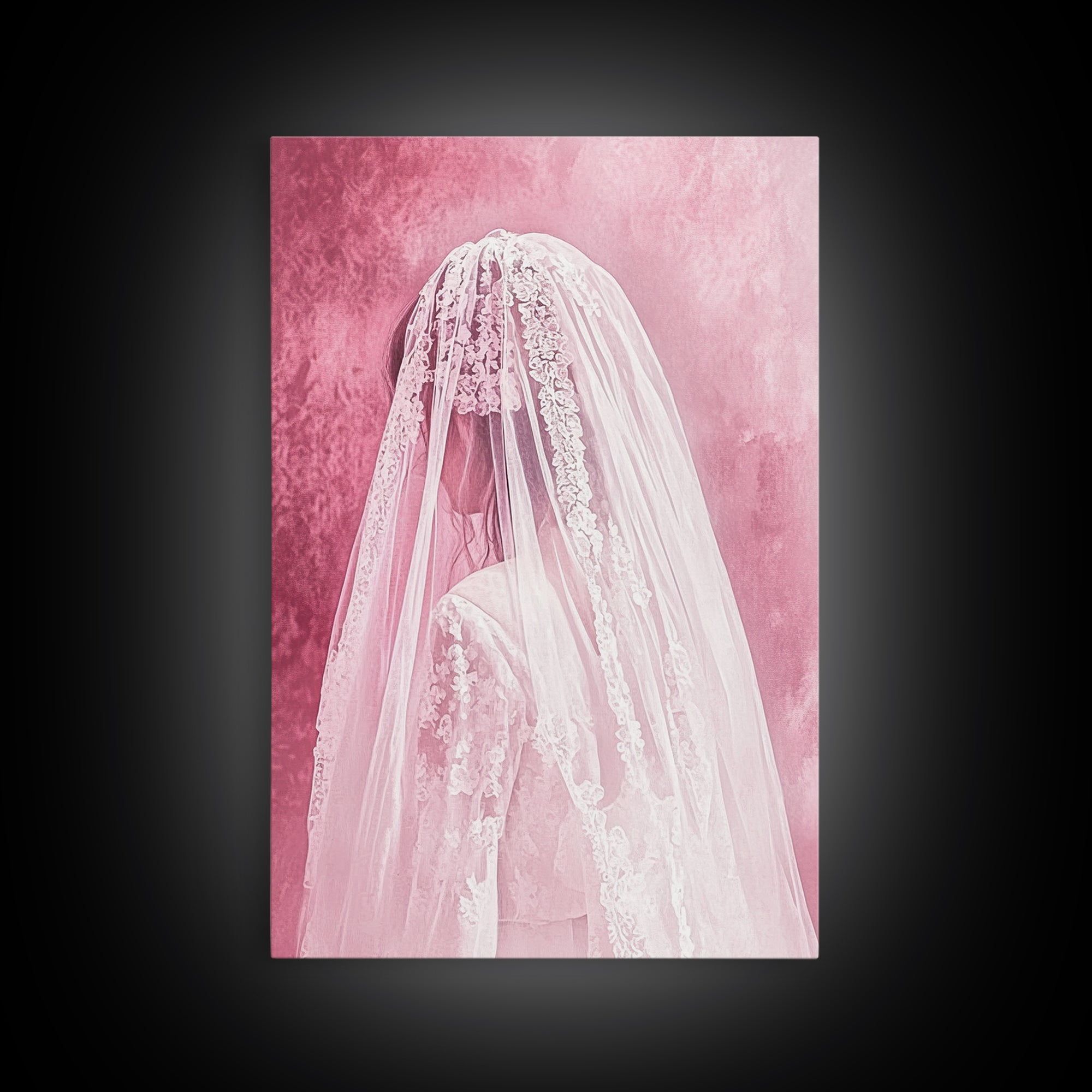 Bride Silhouette Canvas Print Angel Art Prints Pink Wall Art Bedroom Decor Romantic Artwork Wedding Gift Light Pink Art