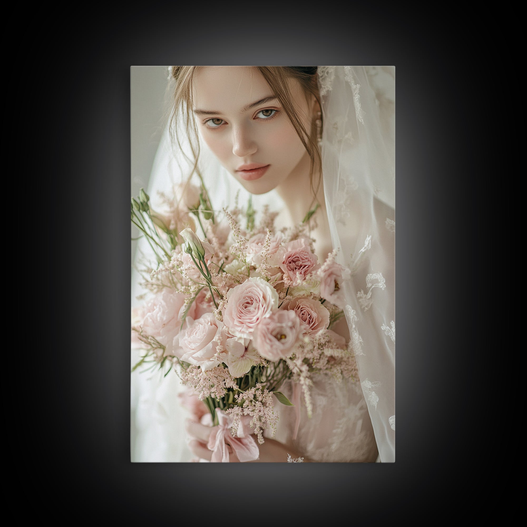 Blush Bride Art Framed Canvas Print Romantic Wedding Artwork Feminine Wall Art Pastel Bedroom Decor Unique Gift Idea Bridal Art